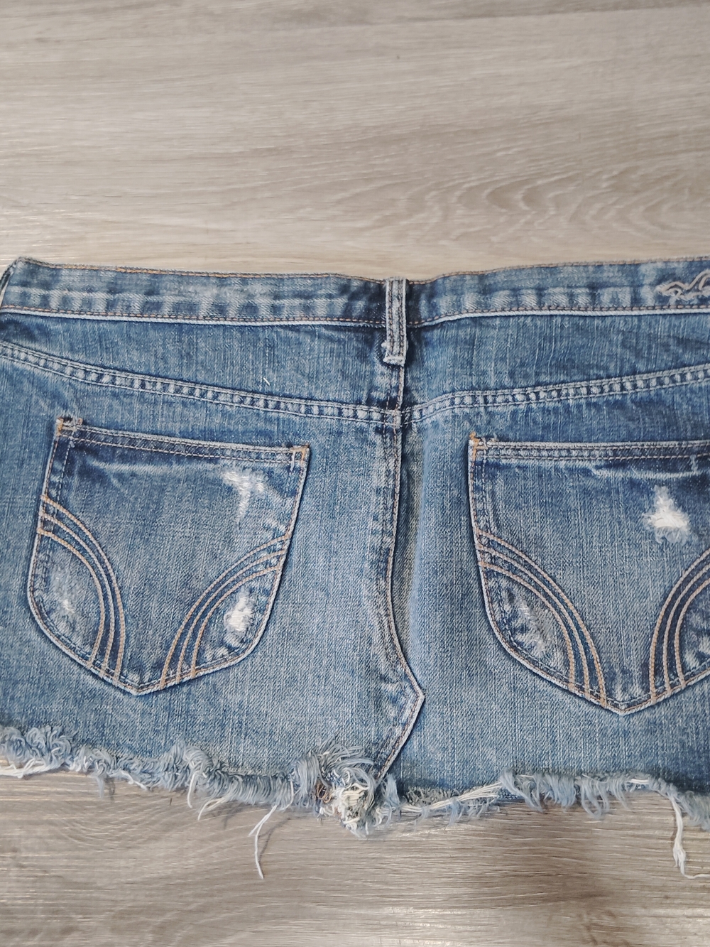 Hollister Light Blue Distressed Denim Mini Skirt